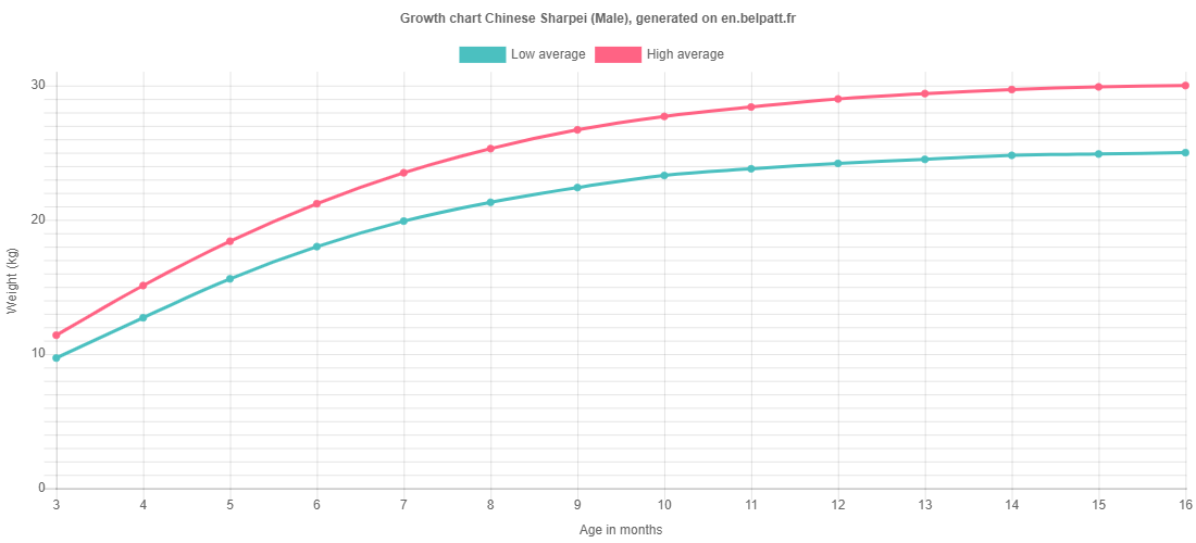 Growth chart Chinese Sharpei male