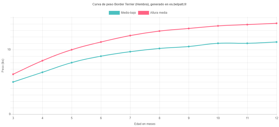 que peso debe tener un border terrier